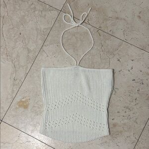 Zara White Knit Halter Crop Top